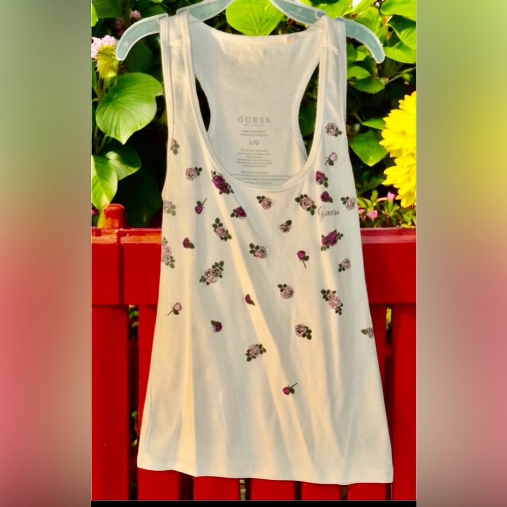 Guess White Embellished Backless Tank Top